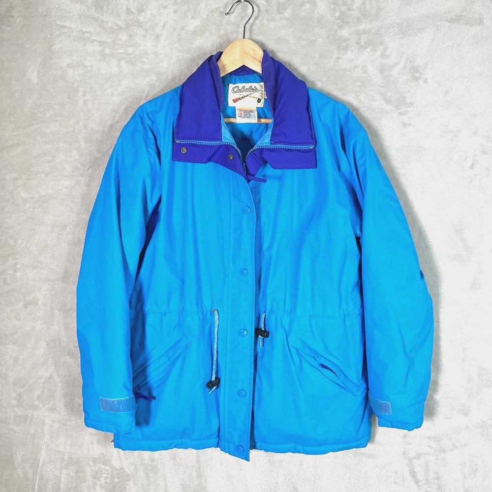 Cabelas Goose Down Jacket Women's Size M Gore-Tex Coat Blue Coat 90s No Hood